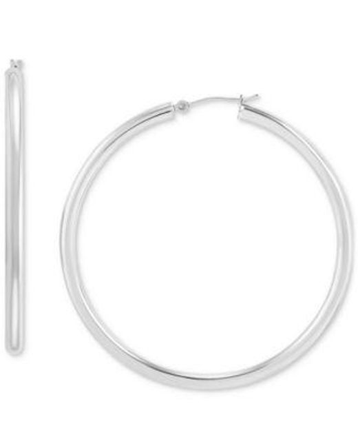 Macy's Metallic Polished Narrow Tube Hoop Earrings Collection In 14k Gold