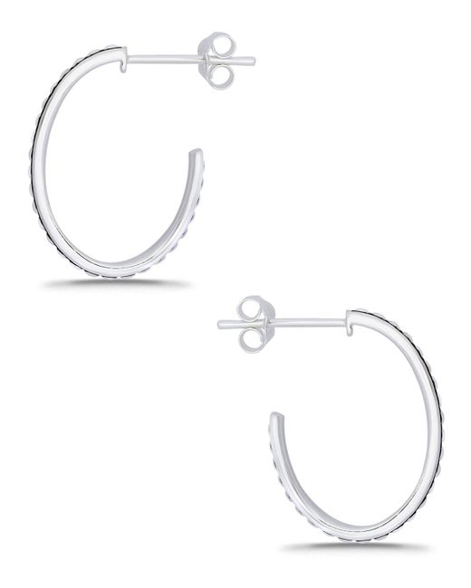 Macy's White Oxidized Oval Half Hoop Earrings