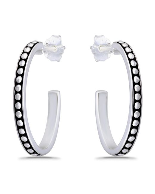 Macy's White Oxidized Oval Half Hoop Earrings