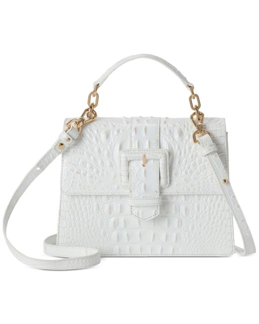 Brahmin White Small Hallie Melbourne Leather Satchel