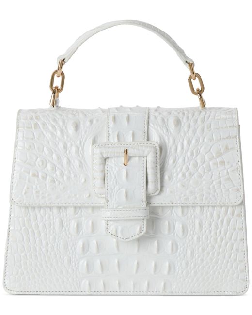 Brahmin White Small Hallie Melbourne Leather Satchel