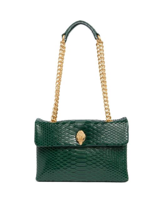 Kurt Geiger Green Kensington Snake Print Shoulder Bag