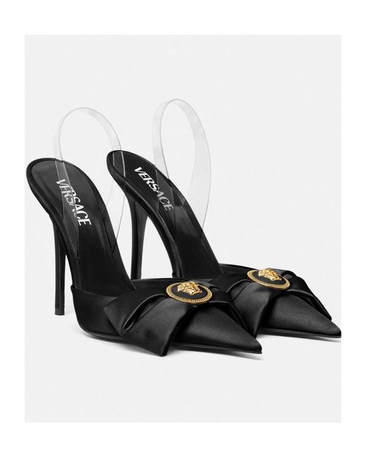 Versace Black Alia Pointed-Toe Slingback Pumps