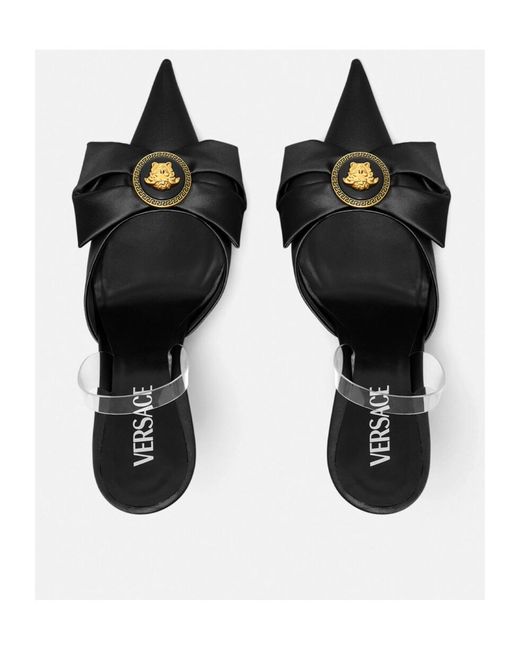 Versace Black Alia Pointed-Toe Slingback Pumps