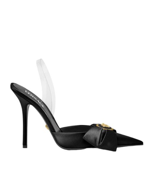 Versace Black Alia Pointed-Toe Slingback Pumps