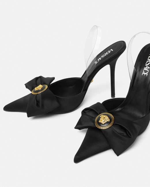 Versace Black Alia Pointed-Toe Slingback Pumps