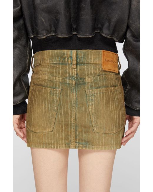 Acne Green Corduroy Mini Skirt