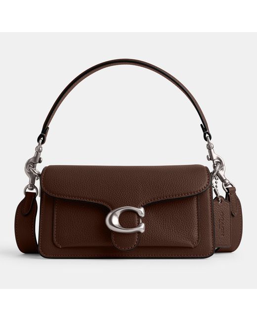 COACH Brown Tabby 20 Polished Pebble Leather Shoulder Bag