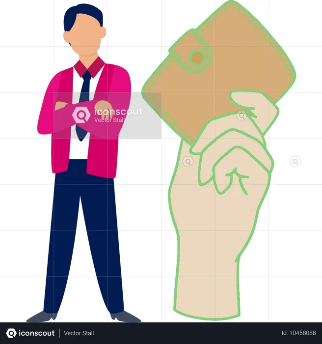 Businessman showing saving money in wallet  Illustration