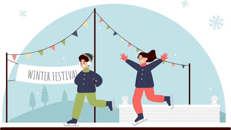 Adolescente en las fiestas de invierno  Ilustración