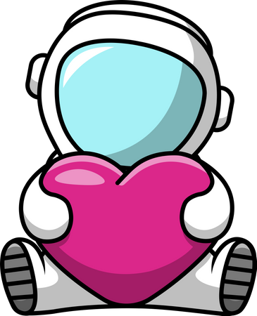 Astronaut holding heart  Illustration