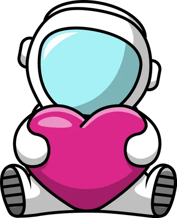 Astronaut holding heart  Illustration