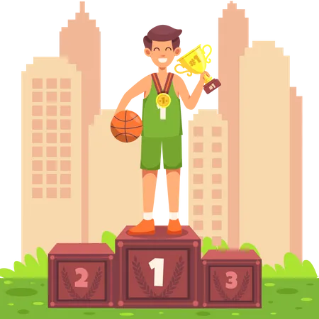 Basketball player winning basketball championship  Illustration