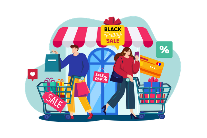 Black Friday Shopping  Illustration