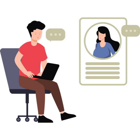 Boy and girl on online meeting  Illustration