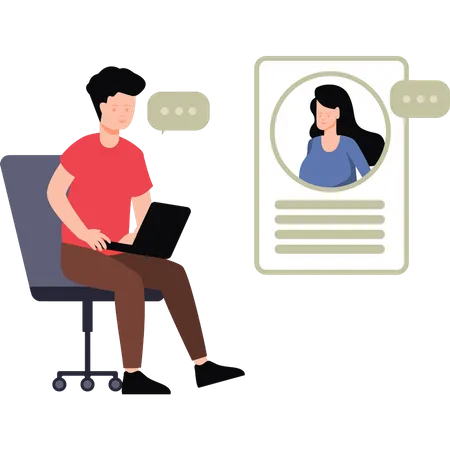 Boy and girl on online meeting  Illustration