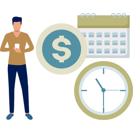 Boy managing his salary according to month  Illustration