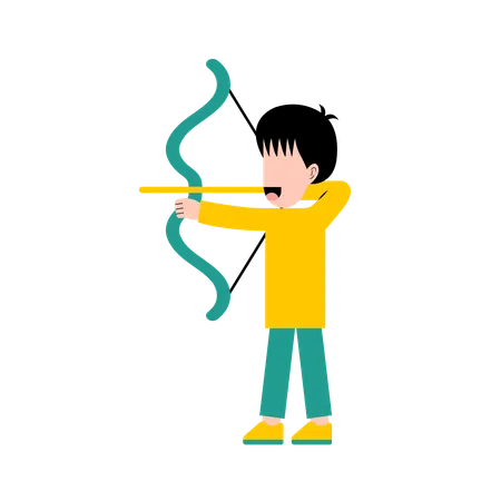 Boy playing archery sport  Illustration