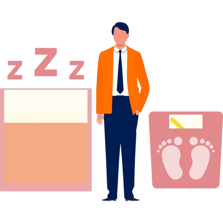 Boy showing optimisation ranking from sleep  Illustration