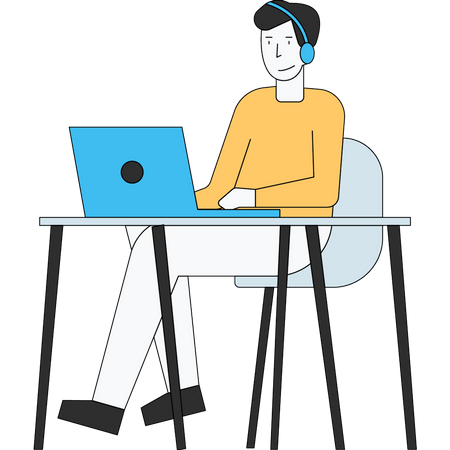 Boy using laptop  Illustration