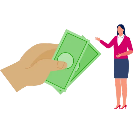 Business lady discussing about dollar cash  Illustration