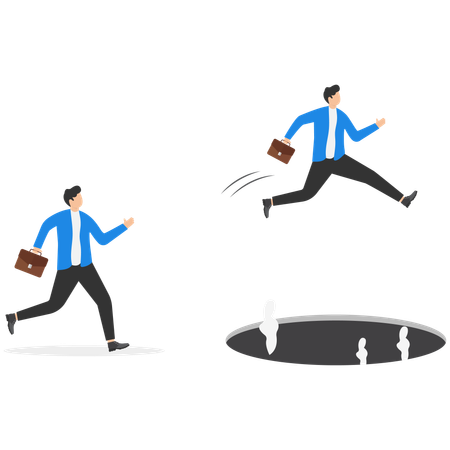 Business people avoiding business risk  Illustration