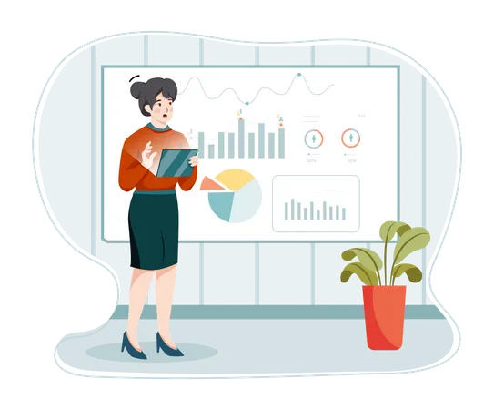 Business person analyzing data  Illustration