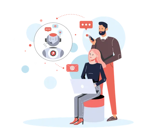 Business person chatting with chatbot  Illustration