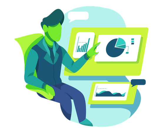 Business person doing Data Research  Illustration