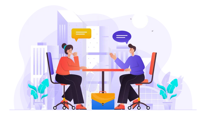 Business Person Doing Discussion  Illustration