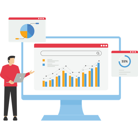 Business person meeting for data analytics and monitoring  Illustration