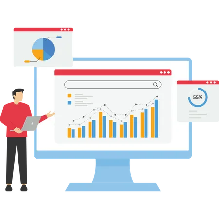 Business person meeting for data analytics and monitoring  Illustration