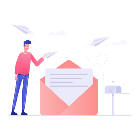 Business Person Sending Mail  Illustration