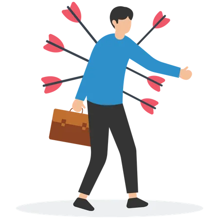 Business person with painful bows  Illustration