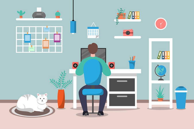 Business person working from home  Illustration