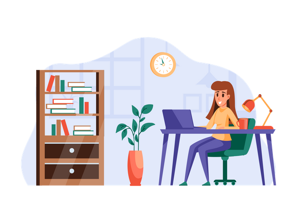 Business person working in office  Illustration