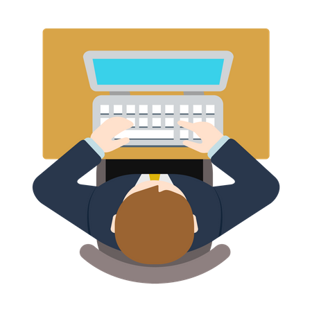 Business person working on laptop  Illustration