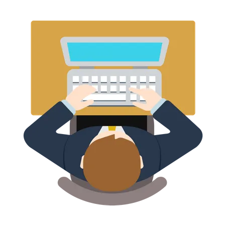 Business person working on laptop  Illustration