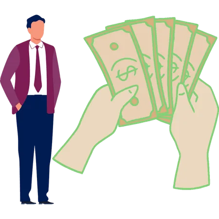 Businessman counting money  Illustration