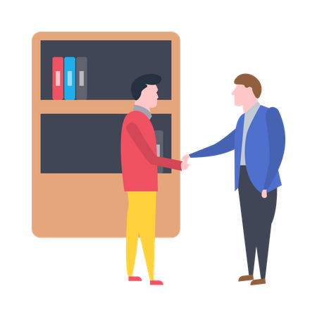 Businessman handshaking with employee  Illustration