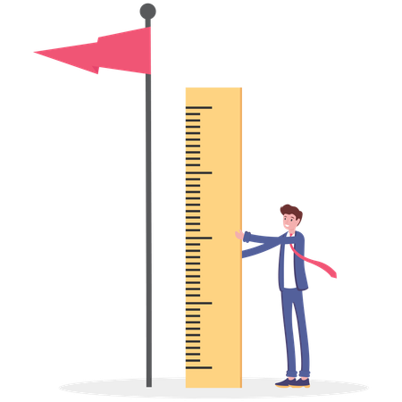 Businessman measure and analyze the level of success  Illustration