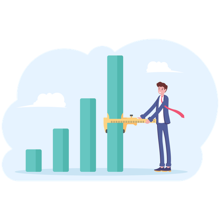 Businessman measure growth indicators  Illustration