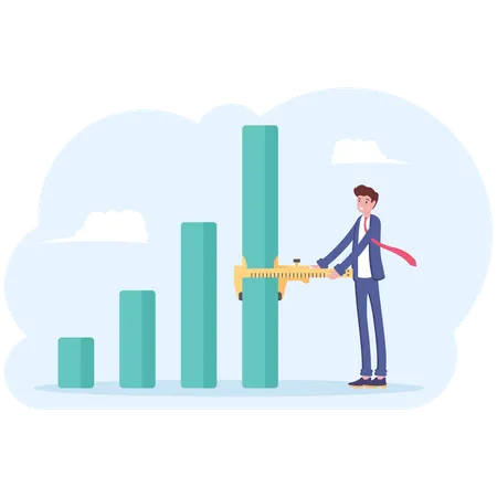 Businessman measure growth indicators  Illustration