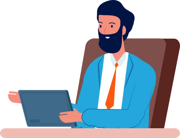 Businessman on an online meeting  Illustration