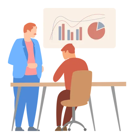 Businessman presenting analytics graph  Illustration