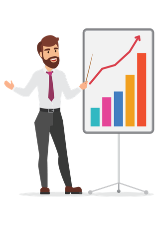 Businessman Presenting Analytics  Illustration