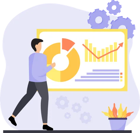 Businessman presenting data analytics  Illustration