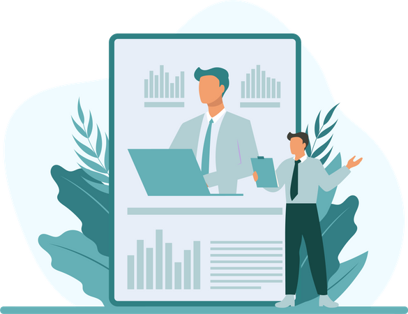 Businessman presenting data analytics  Illustration