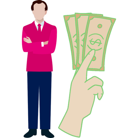 Businessman presenting money in hand  Illustration