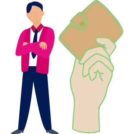 Businessman showing saving money in wallet  Illustration